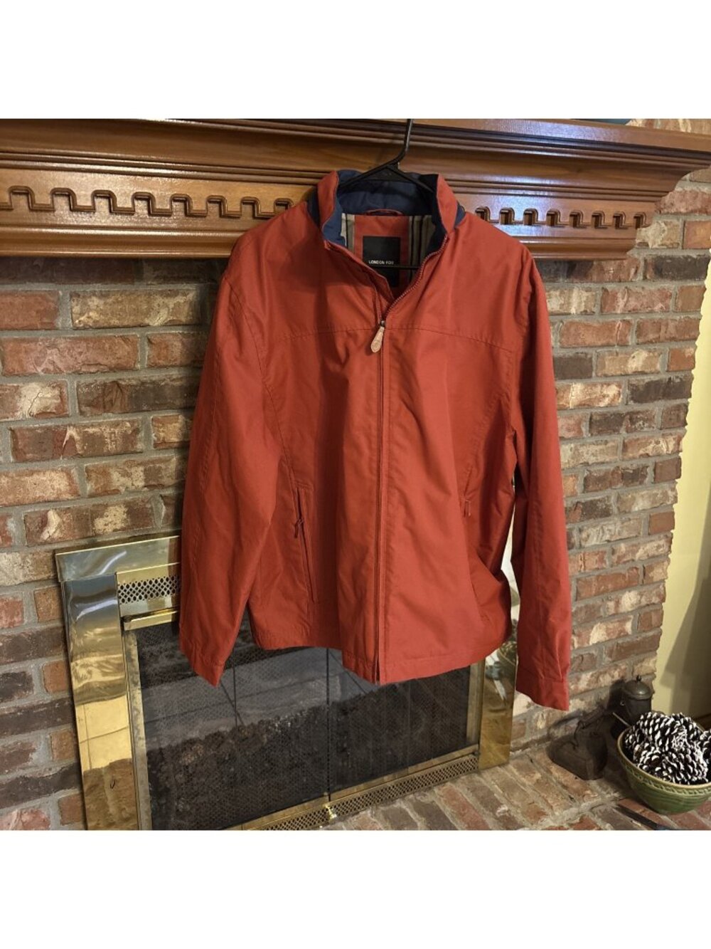 London Fog Burnt Orange Jacket Built In Hood Size Large
